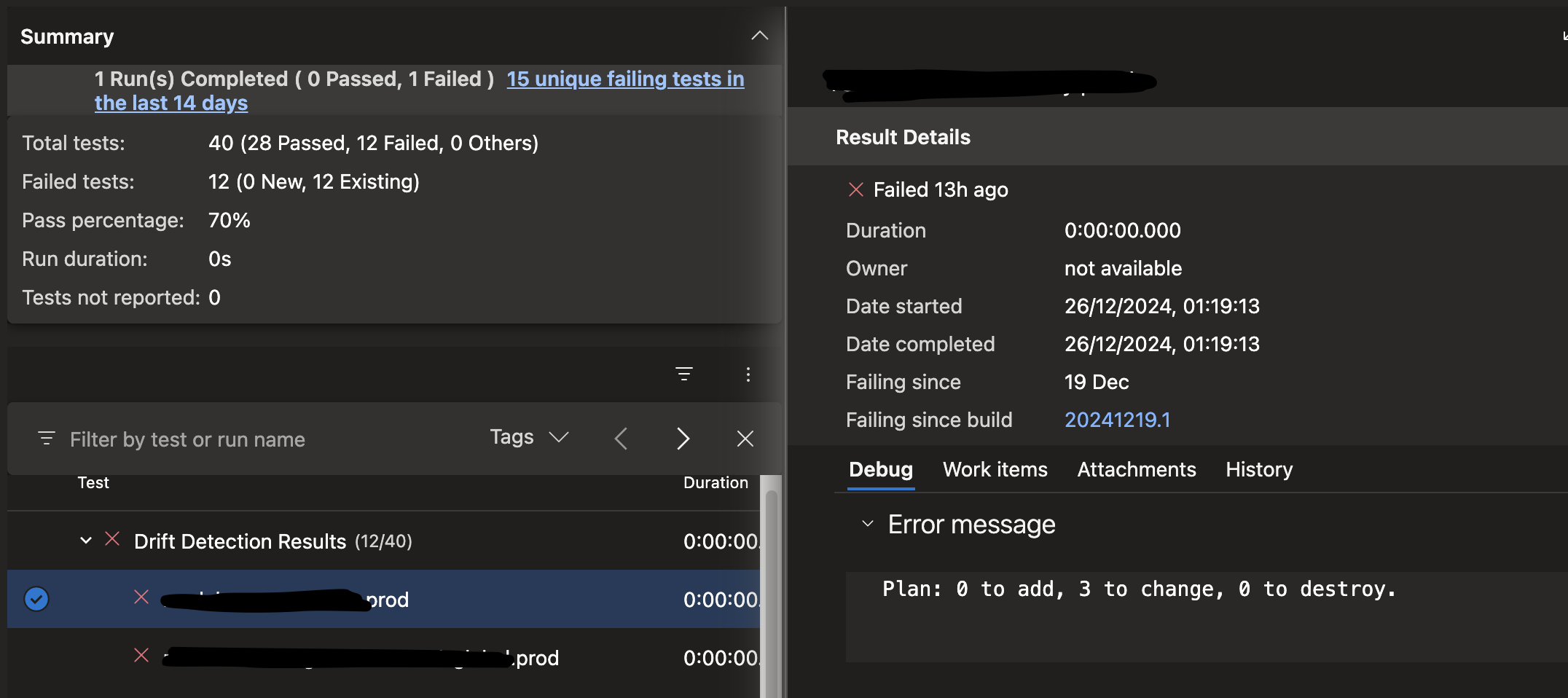 Drift results details